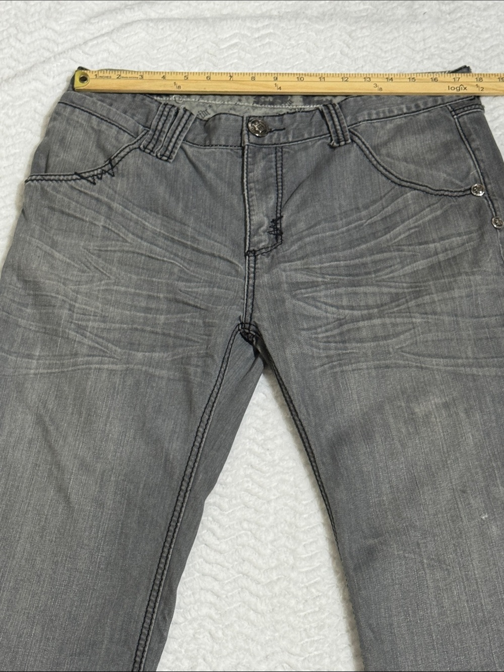 Do Denim Gray Y2K Skater Rocker Jeans Size 36/33 - Picture 3 of 14